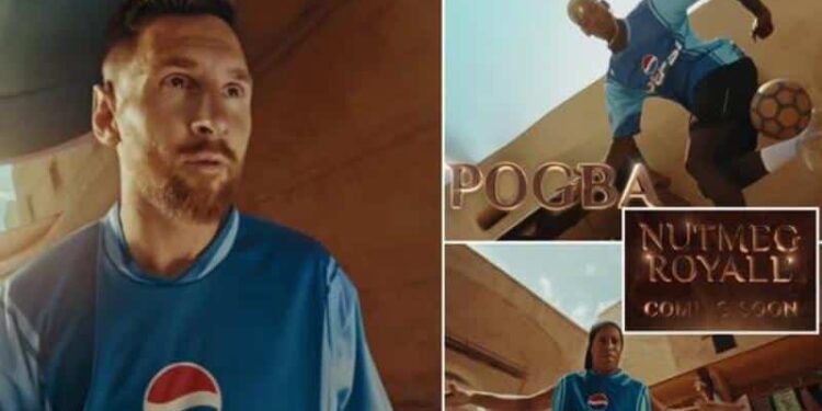 El comercial de Pepsi para el Mundial de Qatar con Messi, Pogba y Ronaldinho. Foto captura de video.