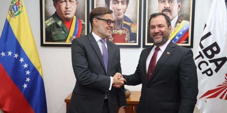 El canciller de Maduro, Yván Gil, y el secretario ejecutivo del ALBA, Félix Plasencia. Foto @yvangil