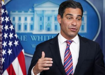 Miami Mayor Francis Suarez speaks during the daily briefing in the Brady Briefing Room of the White House in Washington, DC on February 12, 2021. - Suarez and a group of bipartisan governors and mayors met with US President Joe Biden earlier on Covid relief. (Photo by MANDEL NGAN / AFP) (Photo by MANDEL NGAN/AFP via Getty Images)