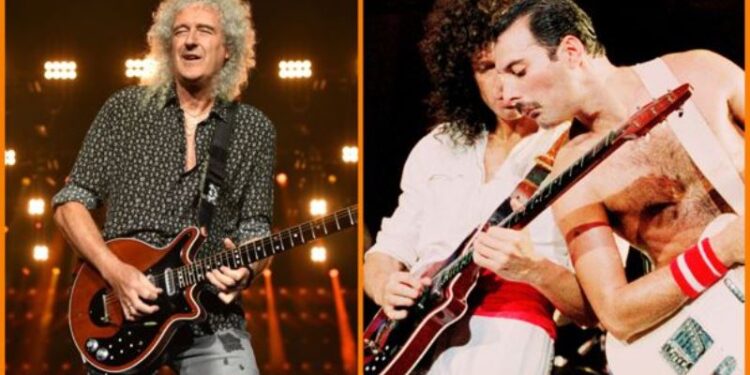 Brian May y Freddie Mercury. Foto collage.