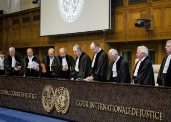 Judges of the International Court of Justice arrive in the courtroom during the first day of the witnesses in the Croatia vs. Serbia case in the Peace Palace in The Hague, The Netherlands, on March 2014. Croatia accuses neighbouring country Serbia of committing genocide in the nineties at the breakup of Yugoslavia. AFP PHOTO/ANP BART MAAT netherlands out        (Photo credit should read BART MAAT/AFP/Getty Images)