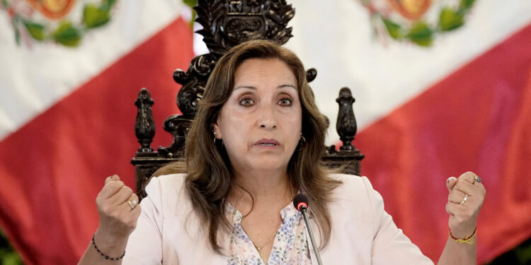 Peru's President Dina Boluarte addresses the media, in Lima, Peru December 29, 2022. REUTERS/Angela Ponce