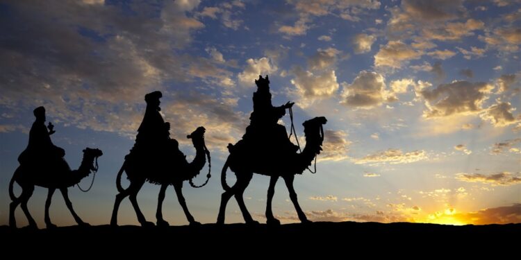 Los tres reyes magos. Foto de archivo.