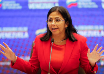 FILE PHOTO: Venezuela's Vice President Delcy Rodriguez speaks during a news conference in Caracas, Venezuela January 11, 2021. REUTERS/Manaure Quintero/File Photo