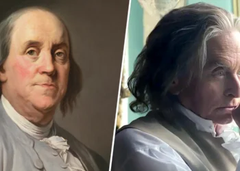 Portrait of Benjamin Franklin , c. 1780. and “Franklin”Getty Images, Apple +