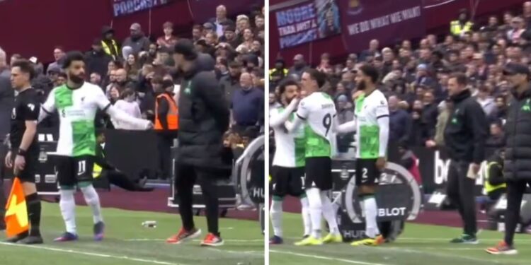 ‘Pelea’ entre Mohamed Salah y Jürgen Klopp en Liverpool Foto Captura de pantalla @SC_ESPN.