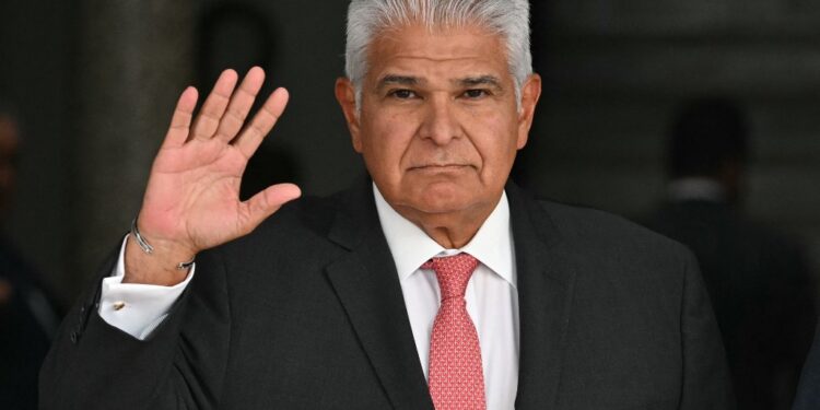 Panama's President-elect Jose Raul Mulino wave to the media before his official meeting with President Laurentino Cortizo at the Presidential Palace in Panama City May 7, 2024. Jose Raul Mulino, the protege of a graft-convicted former head of state, was declared Panama's president-elect after elections Sunday. Mulino won the single-round, first-past-the-post race, securing 34 percent of votes cast, the Central American country's electoral tribunal said. (Photo by MARTIN BERNETTI / AFP)