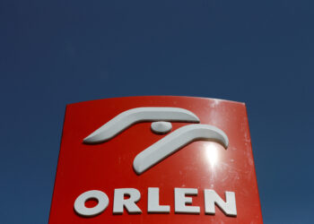 FILE PHOTO: The logo of PKN Orlen, Poland's top oil refiner, is pictured at petrol station in Warsaw, Poland April 25, 2019. REUTERS/Kacper Pempel/File Photo