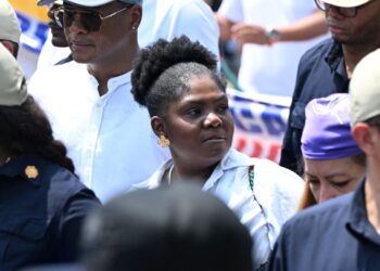 Colombian Vice President Francia Marquez takes part in a May Day (Labor Day) rally in Cali, Colombia, on May 1, 2024. (Photo by JOAQUIN SARMIENTO / AFP)