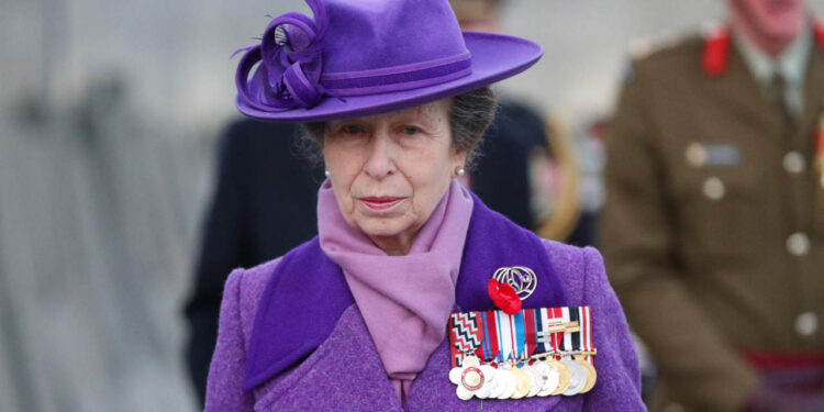 Princess Anne attending the annual Service of Commemoration and Thanksgiving at Westminster Abbey, London, to commemorate Anzac Day. Picture date: Sunday April 25, 2021. *** Local Caption *** .