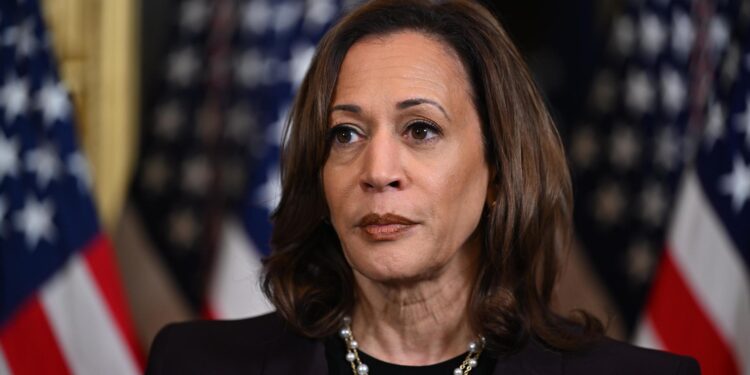 Washington (United States), 25/07/2024.- US Vice President Kamala Harris delivers remarks after meeting with Israel Prime Minister Benjamin Netanyahu in the Vice President's ceremonial office on the White House complex in Washington, DC, 25 July 2024. US President Joe Biden also hosted Israeli Prime Minister Netanyahu the day after Netanyahu delivered an address to a joint meeting of the US Congress. EFE/EPA/KENNY HOLSTON / POOL