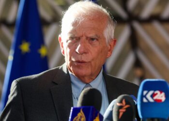 Brussels (Belgium), 29/08/2024.- European High Representative of the Union for Foreign Affairs, Josep Borrell, speaks to the media ahead of an informal meeting of European Foreign Affairs Ministers in Brussels, Belgium, 29 August The informal council usually takes place in the country chairing the rotating presidency of the EU. But following tensions between Prime Minister of Hungary Viktor Orban and the EU, the EU's informal foreign and defense ministerial meetings on 29-30 August, respectively, will take place in Brussels instead of Budapest. EU Foreign Ministers will discuss Russia'Äôs aggression against Ukraine and on global outreach, the state of play of EU-Turkey relations and regional and global issues of shared interest, and the situation in the Middle East on the background of the latest escalation of tensions in the region. (Bélgica, Hungría, Rusia, Turquía, Ucrania, Bruselas) EFE/EPA/OLIVIER HOSLET