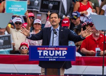 El senador cubanoamericano Marco Rubio habla en un acto de campaña del presidente electo Donald Trump, el 9 de julio de 2024 en Doral, Florida. PEDRO PORTAL pportal@miamiherald.com