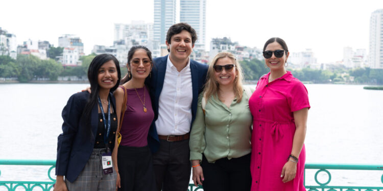 Jesús Armas is pictured center with fellow 2023 McCain Global Leaders.