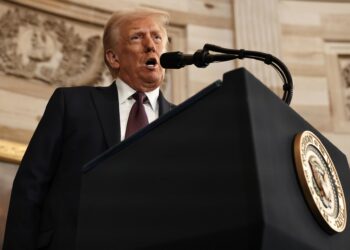 Washington (United States), 20/01/2025.- U.S. President Donald Trump speaks during inauguration ceremonies in the Rotunda of the U.S. Capitol on January 20, 2025 in Washington, DC. Donald Trump takes office for his second term as the 47th president of the United States. (Estados Unidos) EFE/EPA/Chip Somodevilla / POOL