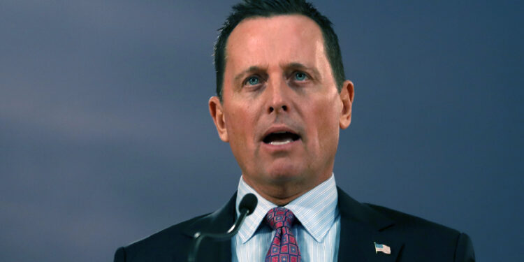 U.S. President Donald Trump's envoy for the Kosovo-Serbia dialogue, Ambassador Richard Grenell speaks during a press conference after a meeting with Serbian President Aleksandar Vucic in Belgrade, Serbia, Friday, Jan. 24, 2020. Grenell is meeting Serbian President Vucic in order to move the dialogue and normalize relations between the two sides.(AP Photo/Darko Vojinovic)