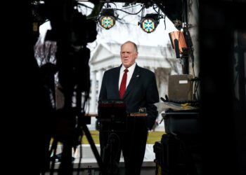 WASHINGTON (United States), 06/02/2025.- Tom Homan, former Director of Immigration and Customs Enforcement and President Trump's 'border czar' gives remarks to the press outside the West Wing of the White House in Washington DC, USA, 06 February 2025. EFE/EPA/WILL OLIVER